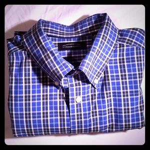 2XT Blue and White Big and Tall Button Down Check